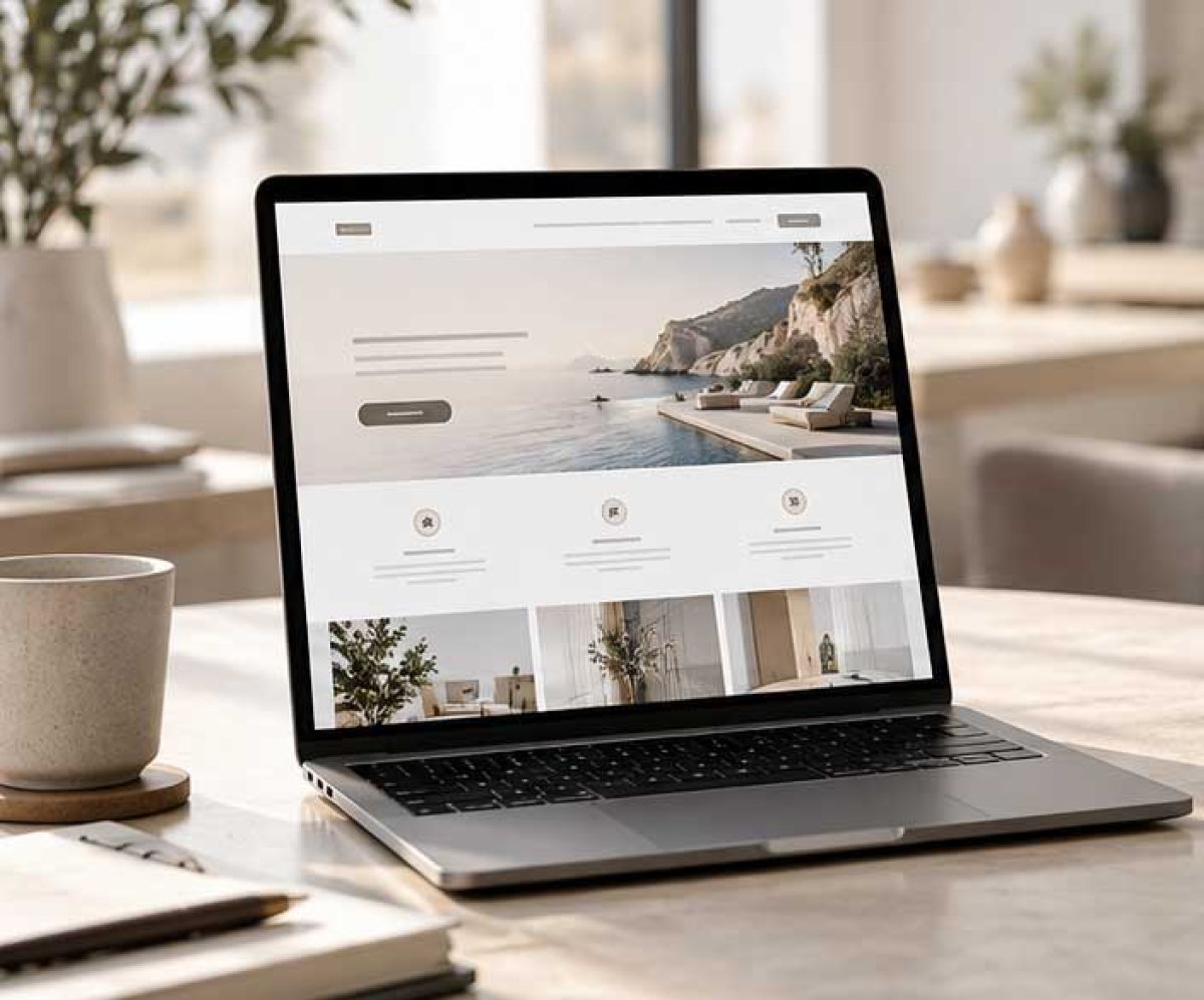 Landingpage auf einem Laptop