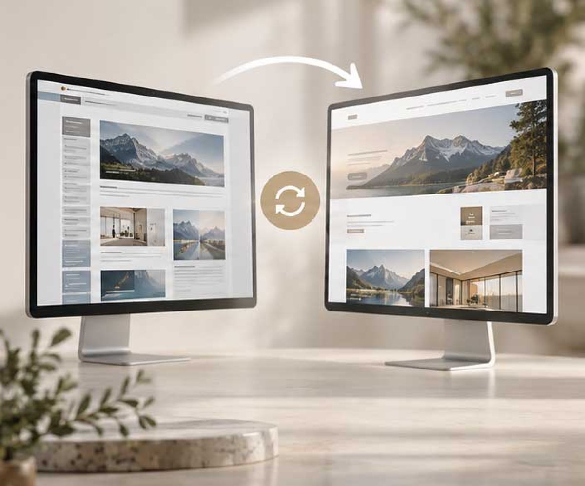 Relaunch einer Website dargestellt auf einem modernen Monitor
