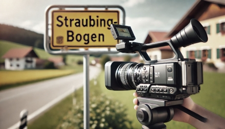 Kamera und Ortsschild Straubing Bogen