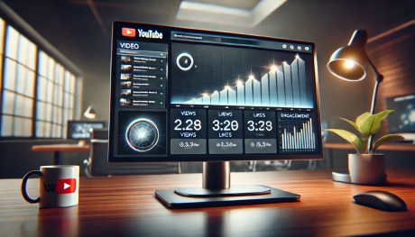KI Bild einer Arbeitsumgebung mit Monitor auf dem 
